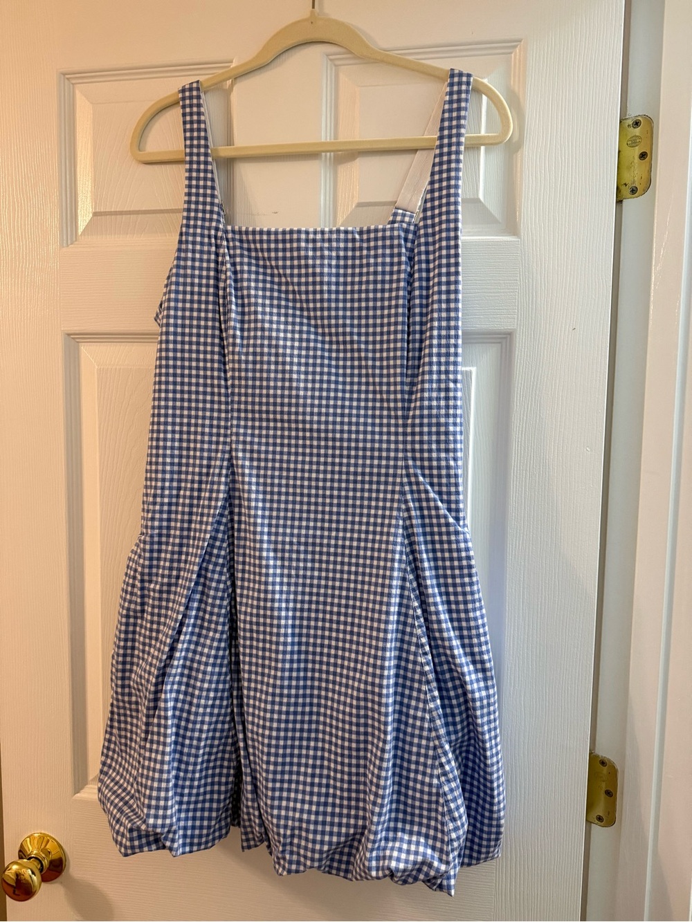 Abercrombie & Fitch Blue and White Bubble Hem Gingham Mini Dress